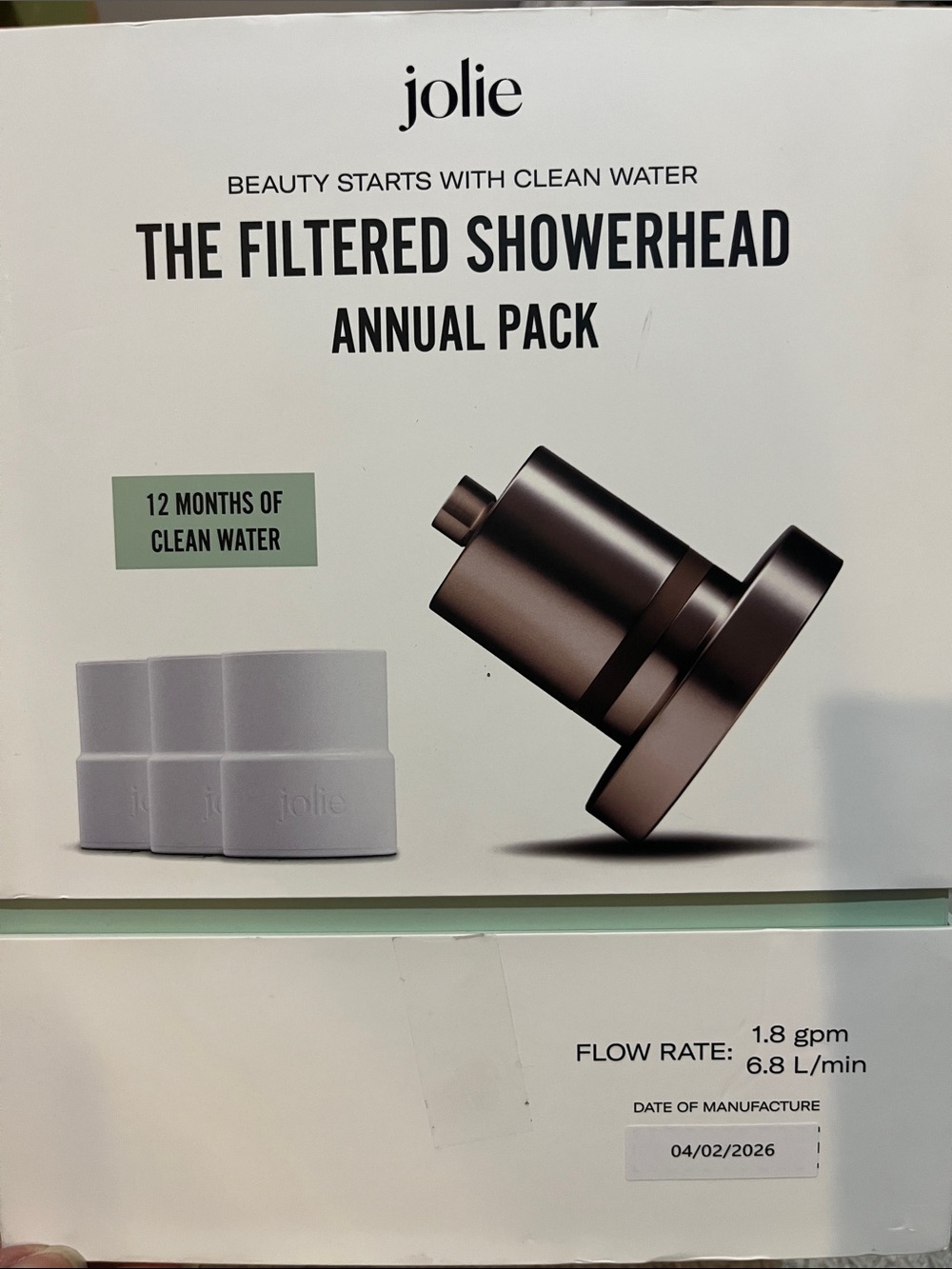 Jolie Filtered Showerhead Annual Pack - White & Brushed Bronze